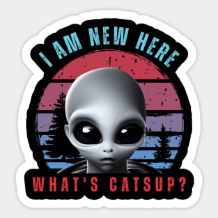 Alien asks "What's Catsup?" Sticker